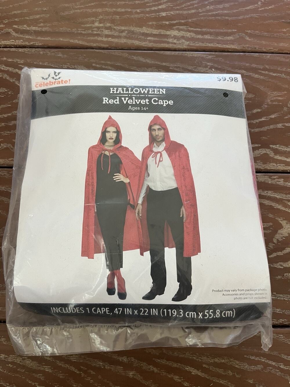 Unisex Red Velvet Cloak Cape Halloween Costume Ages 14+ Way to Celebrate